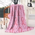 thumbnail image 2 of Pink Breast Cancer Ribbon Floral Pattern Blanket,Comfortable Soft Flannel Throw Blanket,All Season,Warm Lightweight Blankets for Sofa Bed Couch Living Room Chair,50"x60", 2 of 4