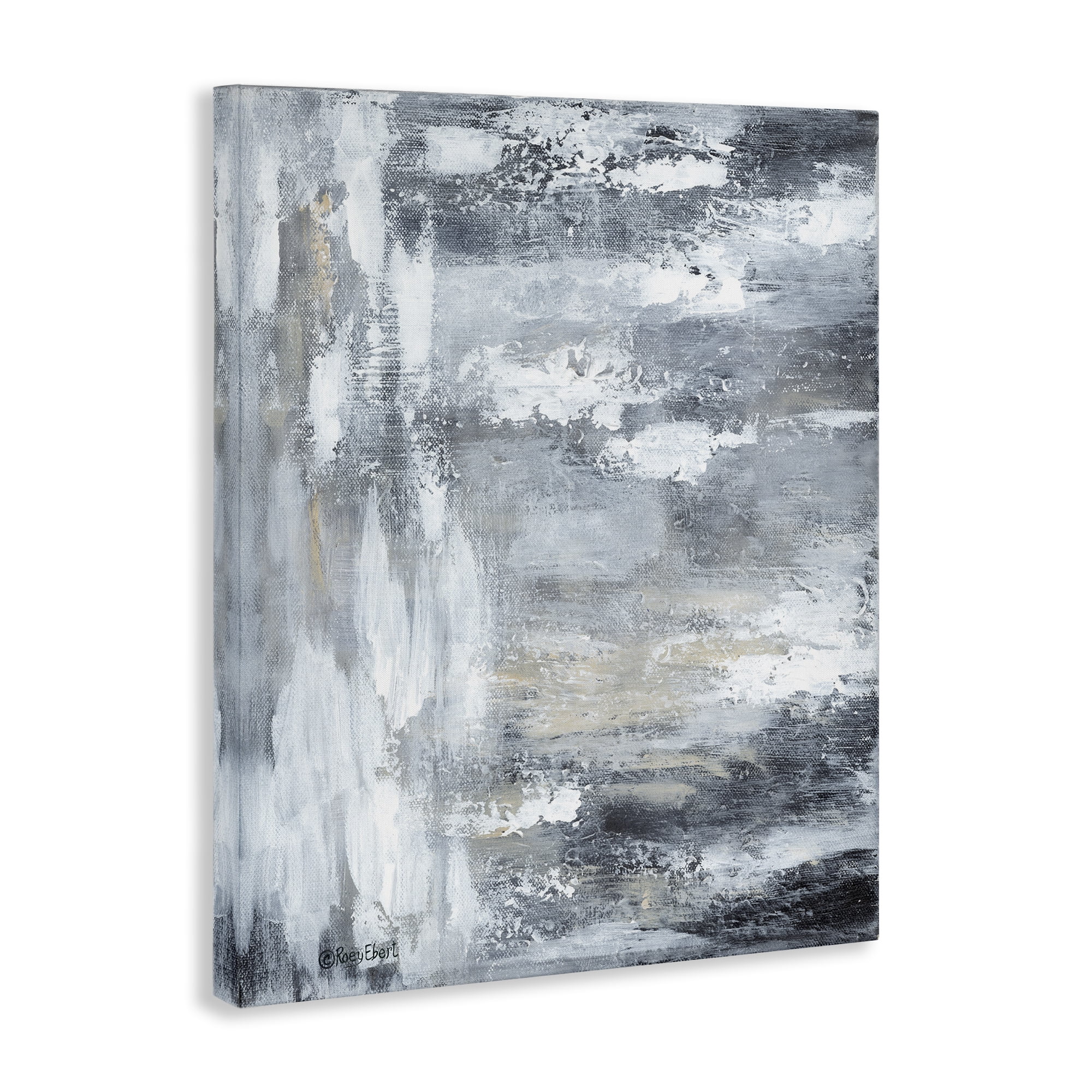Stupell Industries Grey Brushed Abstraction Abstract Painting Gallery Wrapped Canvas Art Print Wall Art, 30 x 40