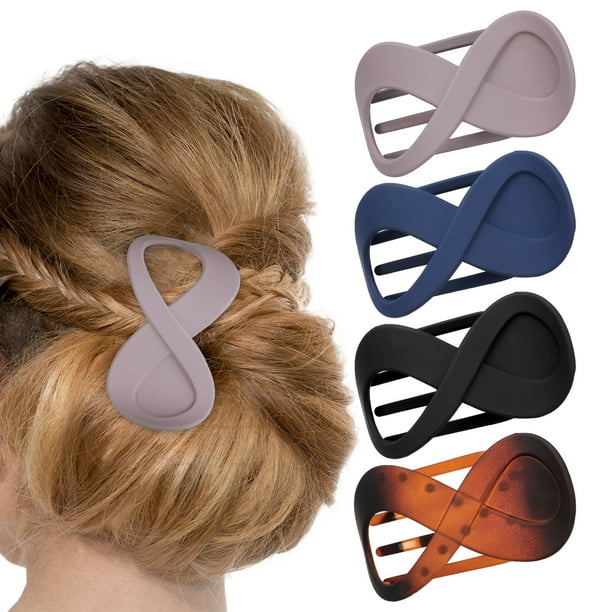 HEQUSIGNS 4 Pcs French Hair Clips, 8Shape Elegant Barrette Functional Raised NonSlip Hair