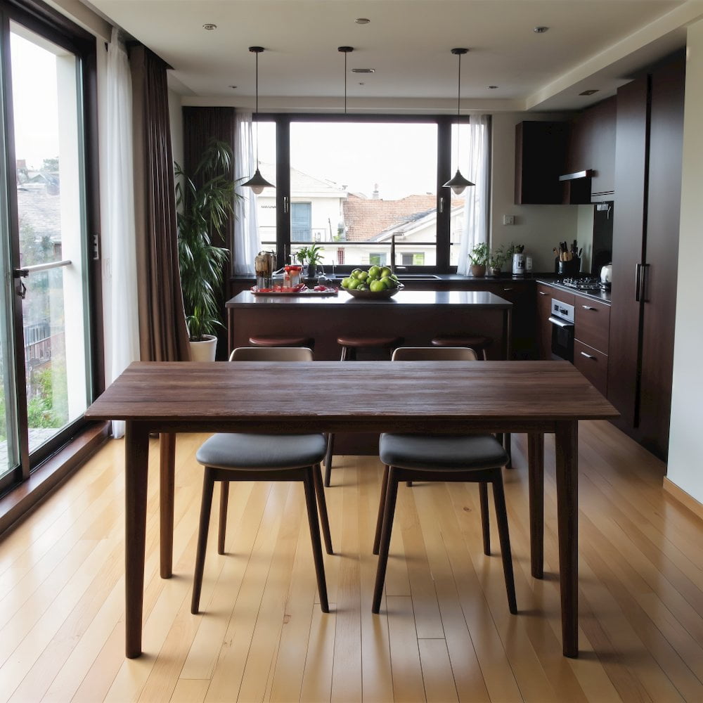 FurniFact Solid Wood Dining Table in Brown, Elegant Dining Room Table for Kitchen