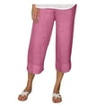 thumbnail image 3 of AGWOLF Plus Size Linen Capri Pant for Women Summer Beach Straight Leg Cropped Pants High Waist Loose Lightweight Capris for Resort Wear Hot Pink XXL, 3 of 6