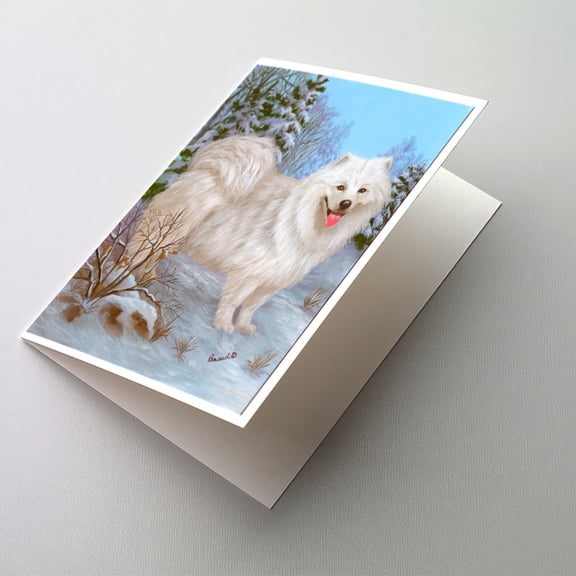 Samoyed Happiness Greeting Cards and Envelopes Pack of 8