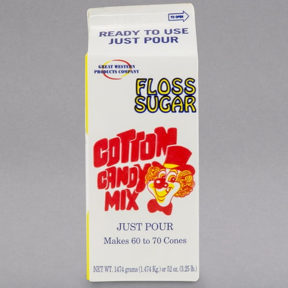 Great Western Fil Dentaire pour Barbe à Papa aux Pommes en Carton de 1/2 Gallon au Sucre - 6/caisse
