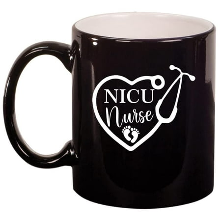 

Heart Stethoscope NICU Nurse Neonatal Ceramic Coffee Mug Tea Cup Gift for Her Sister Wife Boss Coworker Friend Birthday Cute Graduation Retirement Nursing (11oz Gloss Black)