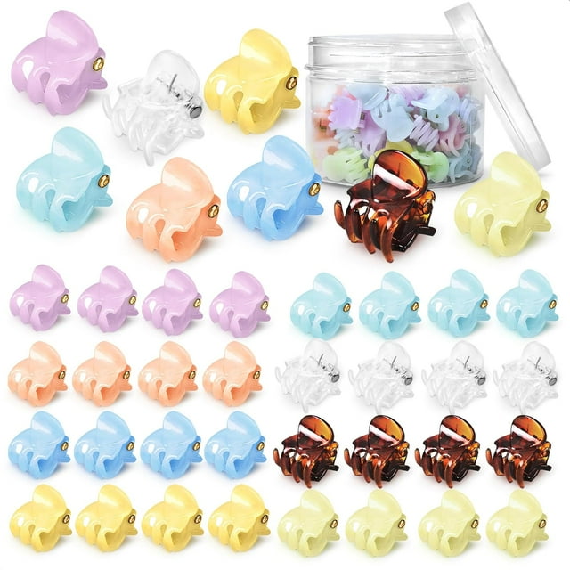 40 Pack Petites Pinces à Cheveux pour Femmes - Mini Pinces à Cheveux Multicolores pour Cheveux Courts, Design Coloré et Durable, Taille Pratique 0.6-0.79 Pouces, Conteneur de Rangement Inclus, Idéal pour Offrir