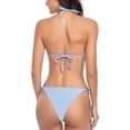 thumbnail image 2 of SWSMCLT Women's Brazilian Thong Bikini Swimsuit Side Tie Flounce String Cheeky Push Up Padded Swimwear Triangle Slimming Sexy Halter Ruffle 2 Piece Bathing Suit Blue 10-12, 2 of 5
