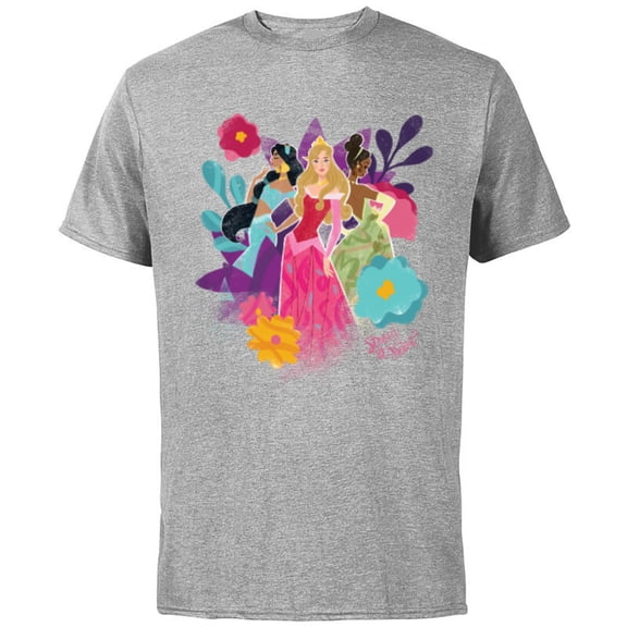 Disney Princess Jasmine Aurora and Tiana Strong at Heart - Short Sleeve Cotton T-Shirt for Adults - Customized-Athletic Heather