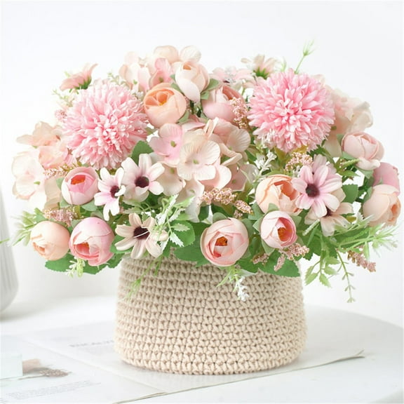 Jierger Artificial Flowers Combo Silk Mix Peony Rose Hydrangea Daisy Artificial Flowers w/Stem for DIY Wedding Bouquets Centerpieces Arrangements Table Decor Party Bridal Home Decor