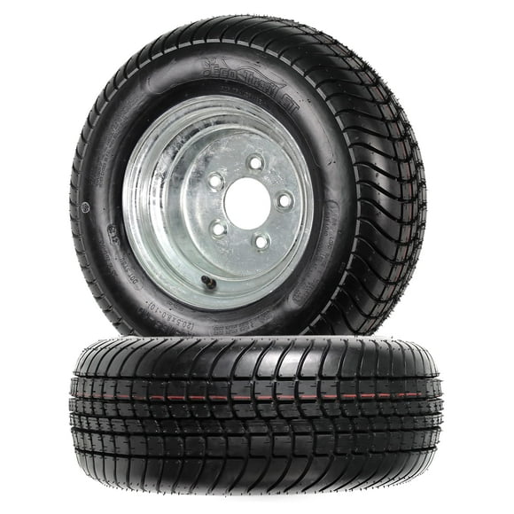 eCustomrim 2-Pack Trailer Tires On Rims 20.5X8-10 205/65-10 20.5X8.0-10 5 Lug Galvanized Load Range C Wheel - 2 Year Warranty w/Free Roadside