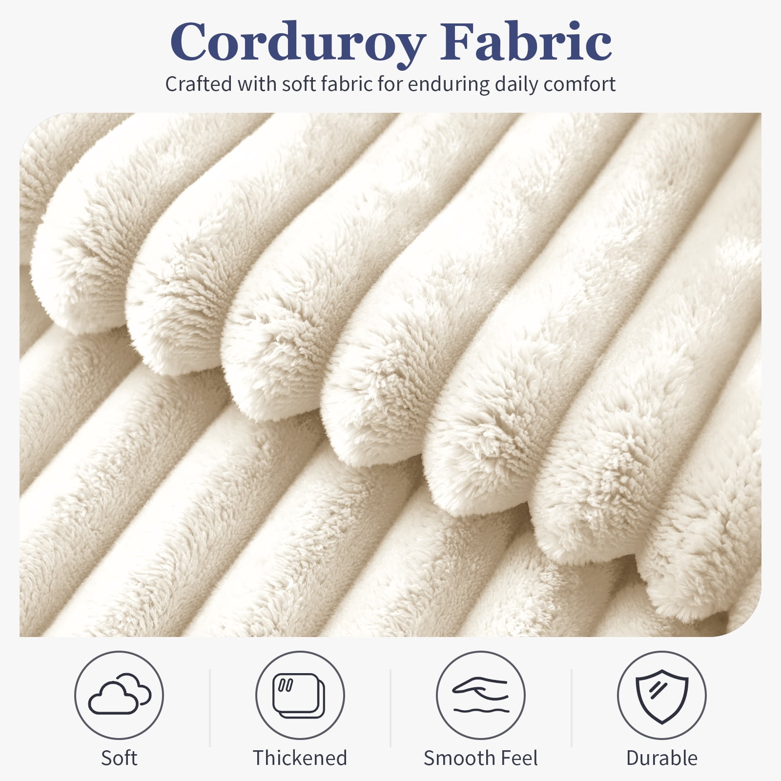MOONMISS Corduroy Double Bean Bag Sofa with Ottoman 2-Seater Cloud Soft for Living Room Bedroom,Beige