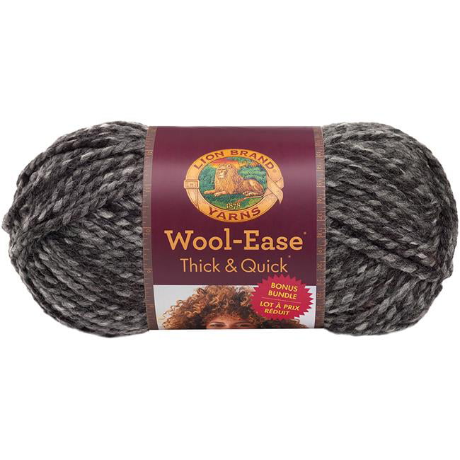 10oz Lion Brand Wool Ease Thick and Quick Yarn Bonus Bundle Licorice 