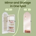 thumbnail image 4 of LEDREM Wall-Mounted LED Jewelry Cabinet with Arched Mirror, Lockable Storage Organizer, Interior Vanity Mirror, Space-Saving Design, Cloud White, 4 of 8