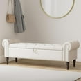 thumbnail image 3 of Dycanpo 62" Storage Ottoman Bench with Arms, Linen Upholstered, End of Bed Bench for Bedroom, Linen Color, 3 of 8
