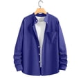 thumbnail image 2 of lcziwo men's Upf 50+ Sun Protection Fishing Shirt Button down Long Sleeve Shirts Solid Color Summer Holiday Jackets Blue S, 2 of 9