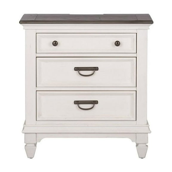 Allyson Park White Night Stand w/ Charging Station