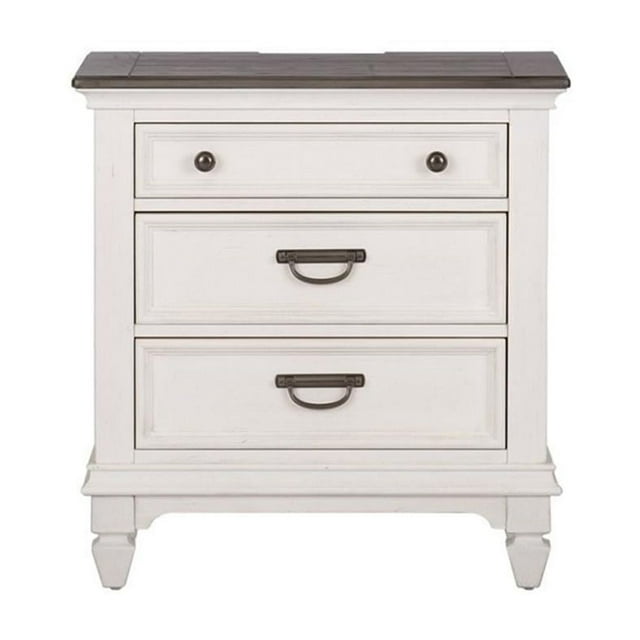 Allyson Park White Night Stand w/ Charging Station