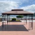 thumbnail image 3 of Tcbosik 13' x 10' Gazebo with Double Roof and Mosquito Net, Patio Tent Canopy with Metal Frame for Deck, Lawn, Garden, Backyard, Brown, 3 of 9
