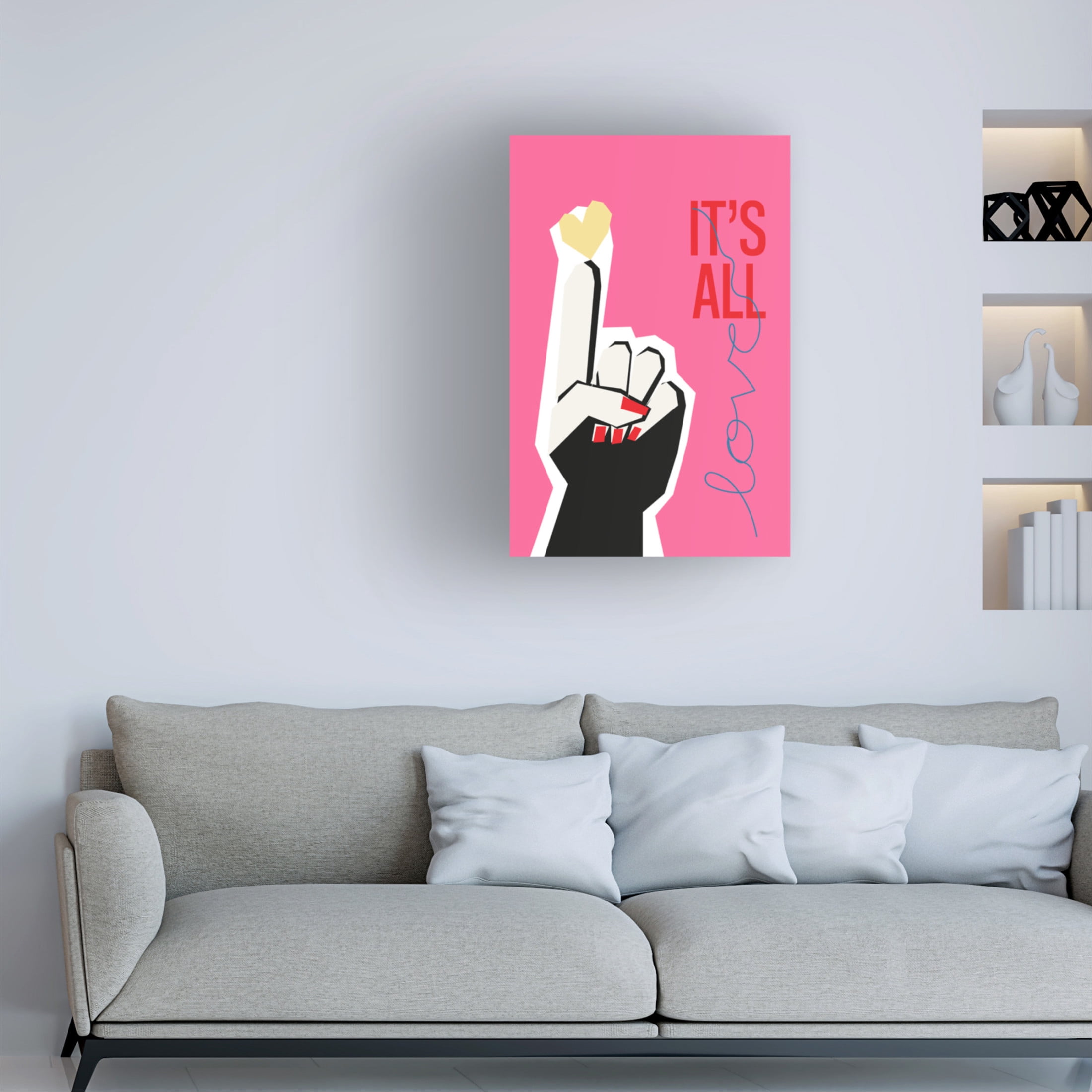 Trademark Fine Art Frances Collett It's All Love Hand Pink Canvas Wall Art