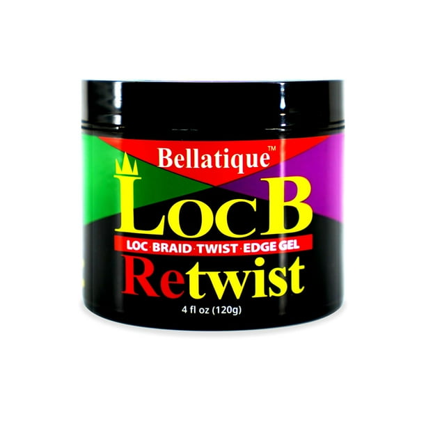 Loc B Retwist Loc Braid Twist Edge Gel para cabello natural, relajado, seco, opaco y quebradizo (4 oz) - Sin descamación Sin blanqueamiento Secado rápido Alto brillo Máximo agarre - Dura hasta 48 hora
