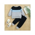 thumbnail image 5 of Newborn Baby Boys Girls Clothes Outfit 3 6 9 12 18 24 Months Baby Sweatshirt Pants Set Long Sleeve Striped Pullover Top Letter Pants, 5 of 10