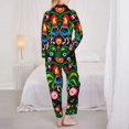 thumbnail image 5 of Kll Roosters And Flowers Print Women'S Long Sleeve Pajamas With Pants Sleepwear Loungewear 2 Set-Medium, 5 of 9