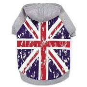 Angle View: Zack & Zoey UM7316 10 Distressed-Look British Flag Dog Hoodie - Extra Small