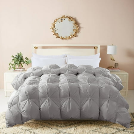 White Duck Down Comforter - Pintuck - Full/Queen GREY