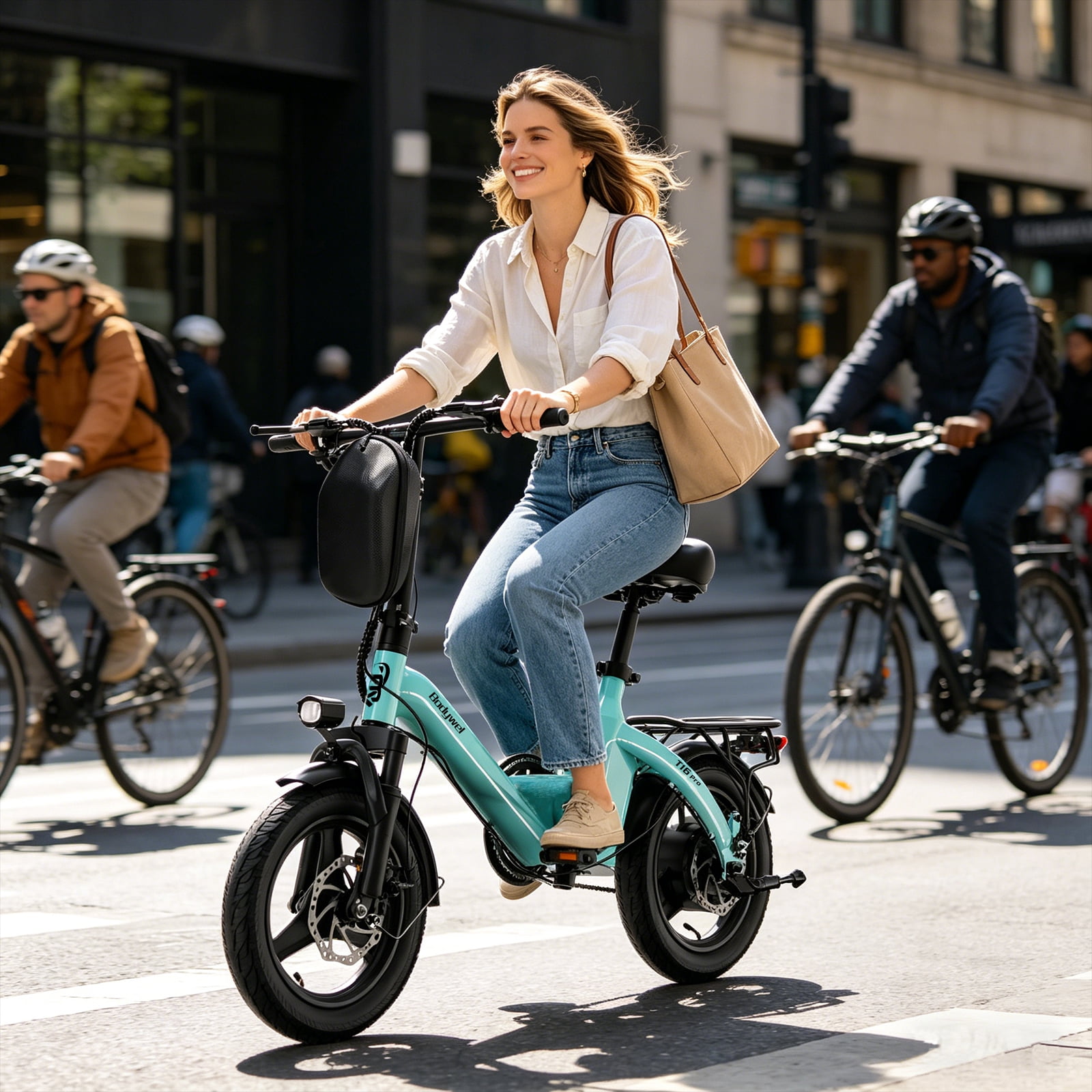 Bodywel 14" Foldable Electric Bike, Peak 500W Motor, Adult Electric Bicycles with 36V 13Ah Battery, Mini Folding Ebike, E Bikes for Commute, UL2849