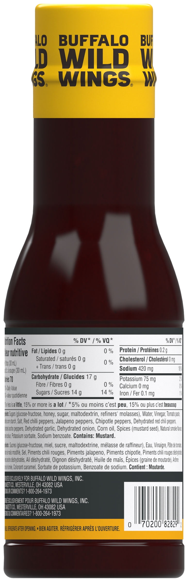 BWW Honey BBQ Sauce, 355 ml