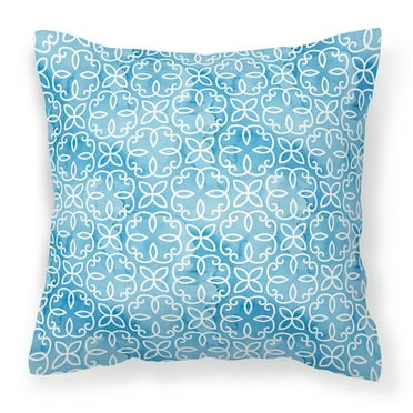 Watercolor Geometric Cirlce on Blue Fabric Decorative Pillow - 18 x 18 in.