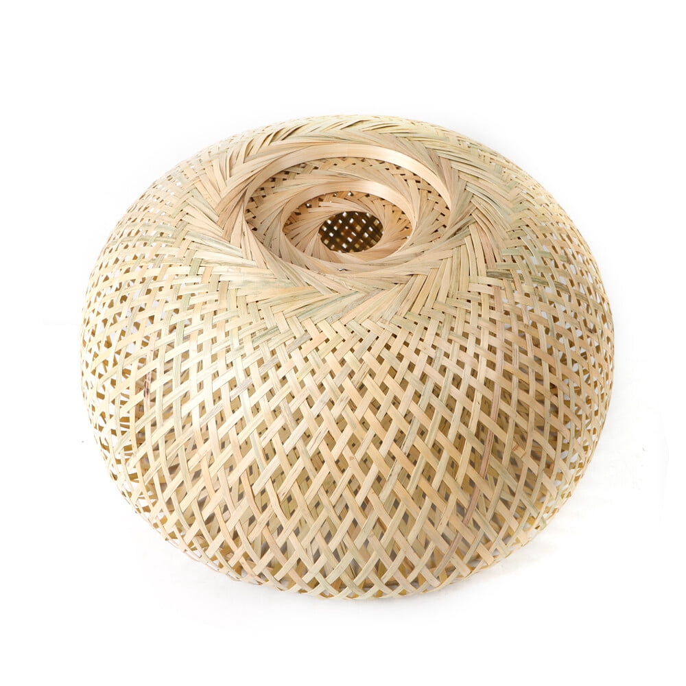 Vintage Bamboo Wicker Rattan Lantern Pendant Light Fixture Hanging Ceiling Lamp 110V 40W 14.96*7.87in for A Living Room, Dining Room