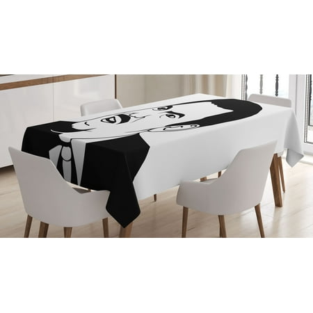 

Ambesonne Humor Tablecloth Rectangular Table Cover Retro Comics Meme Troll 60 x90 White and Black