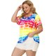 thumbnail image 4 of Women's Plus Size T Shirts Round Neck Multi Color Dye Casual Tops Multi-color 2X, 4 of 7
