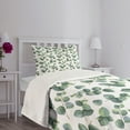 thumbnail image 3 of Ambesonne Leaf Quilted Bedspread Set 2 Pcs, Watercolor Eucalyptus Art, Twin Size, Green Pale Brown White, 3 of 5