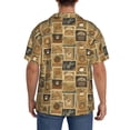 thumbnail image 3 of Xecao coffee Stamps Men's Casual Short-sleeved Shirt, a button-up collared shirt with a pocket-Small, 3 of 5
