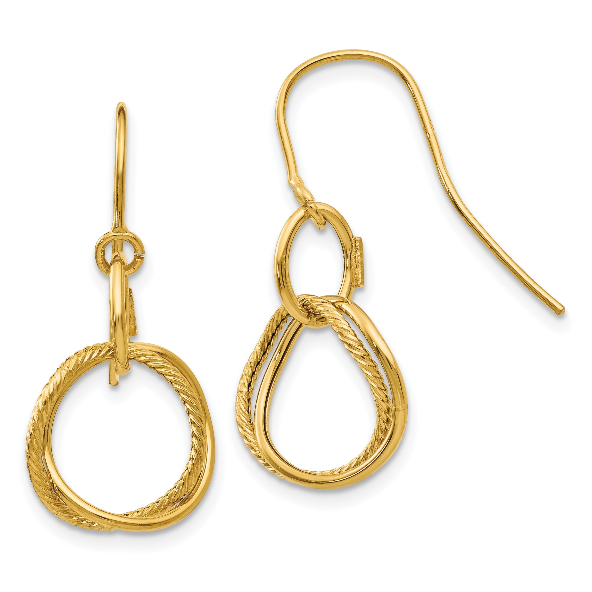 14k Yellow Gold Shepherd Hook Dangle Earrings