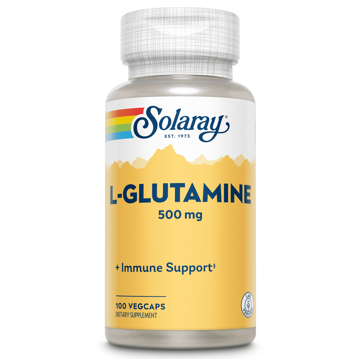 Solaray L-Glutamine 500 mg Supplement – Free Form Amino Acid for Immune Support – Vegan VegCaps – 100 Count