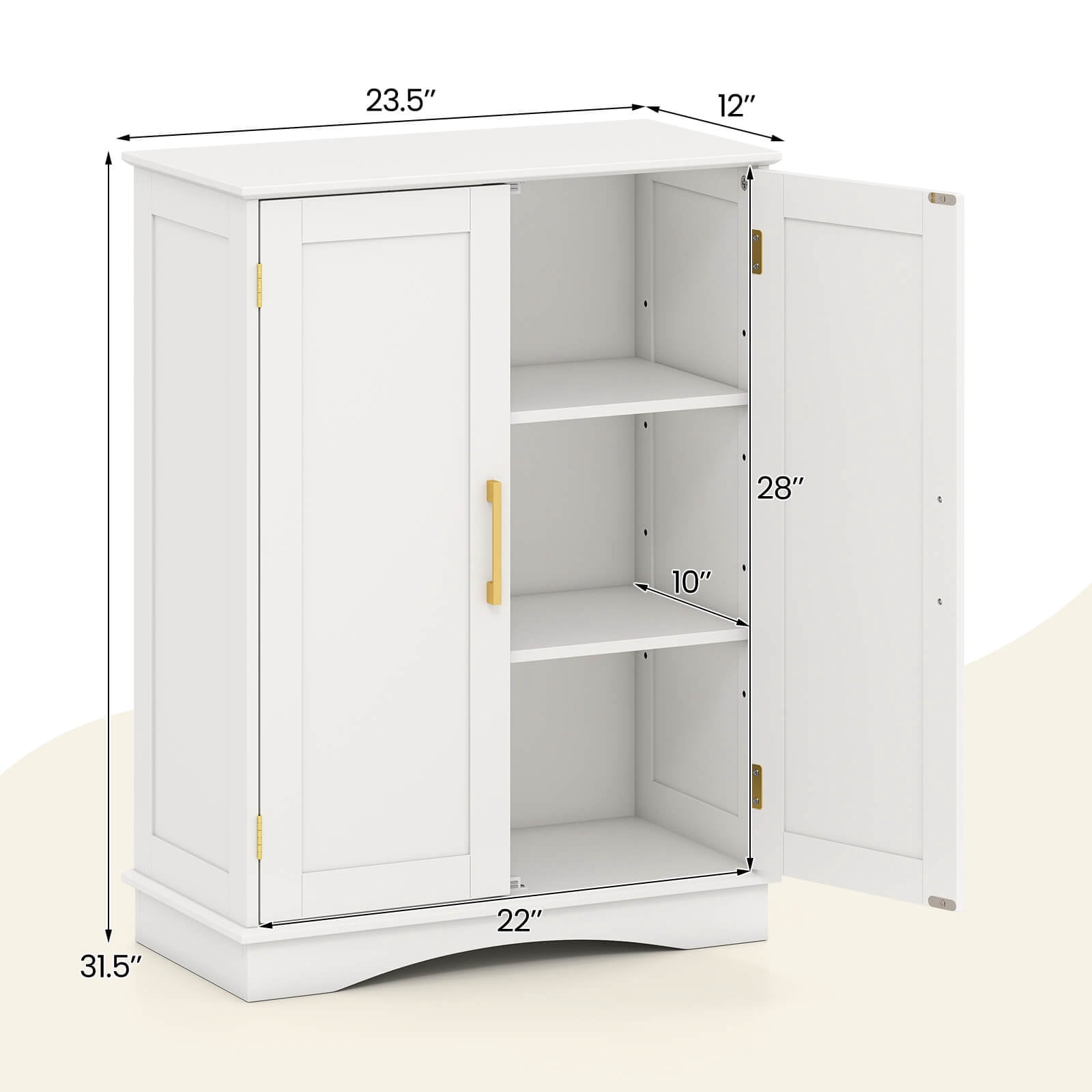 Costway Floor Storage Cabinet Modern Storage Organizer with Adjustable Shelves &2 Doors
