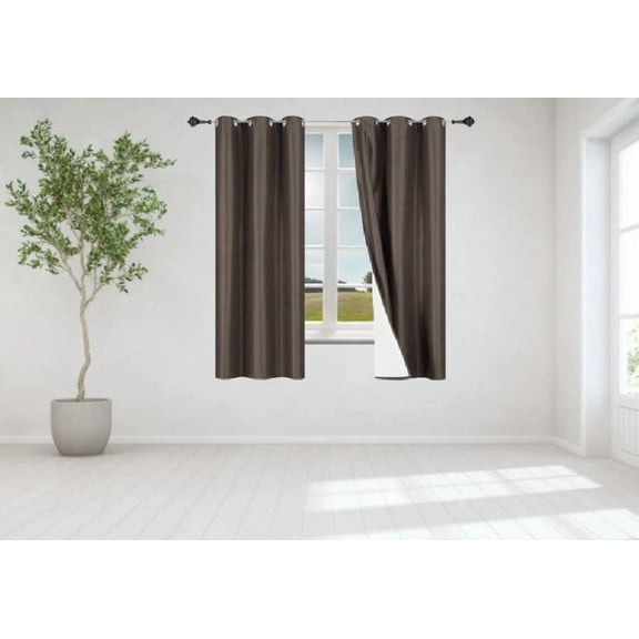 Gorgeous Home Linen 1 Set Brown Coffee Blackout Panel Window Grommet Curtain Foam Lined 35" Wide X 63" Long each pc