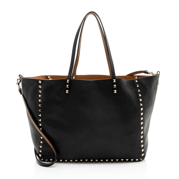 Pre-Owned Valentino Calfskin Rockstud Medium Reversible Tote