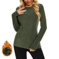 thumbnail image 5 of Lenpel Thermal Shirts for Women Soft Long Sleeve Crew Neck Fleece Lined Base Layer Tops Winter Warm Undershirts Fall Fashion Tees(Army Green,Large), 5 of 8
