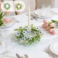 thumbnail image 1 of Corona de velas de PascuaCentro de mesa colgante de puertas con flores artificiales de primavera, follaje de plástico, flor azul rosa, 13,8 pulgadas, decoración para fiestas en casa, 1 of 6
