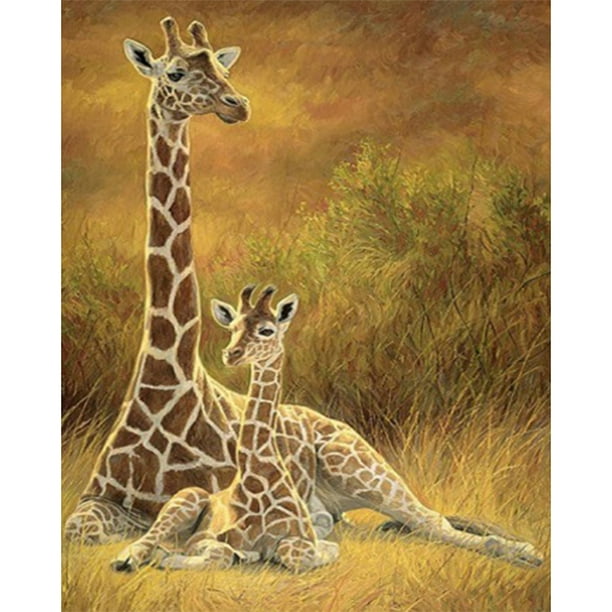Pintado a mano DIY jirafa madre niño pintura al óleo por números imagen Craft Kit regalo Tmvgtek decoración de arte en el hogar