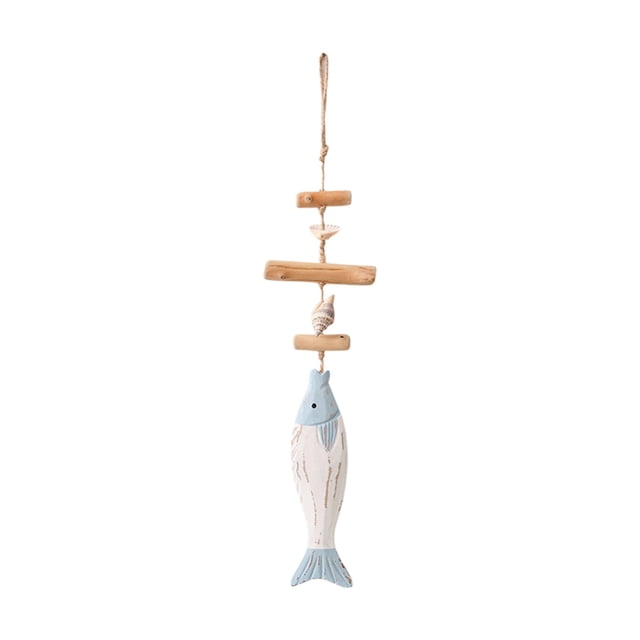 Handmade Wooden Fish Wall Decor for Men Women Hanging Ornament Sculpture Multicolor 18.5 Inch