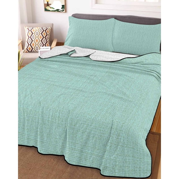 Linen Mint Green Twin Size Down Alternative Comforter, Lightweight Comforter Quilt Bedding Set with Pillow Shams Modern Minimalist Pure Solid Color All Seasons Bed Comforter Duvet Insert 68"x86"