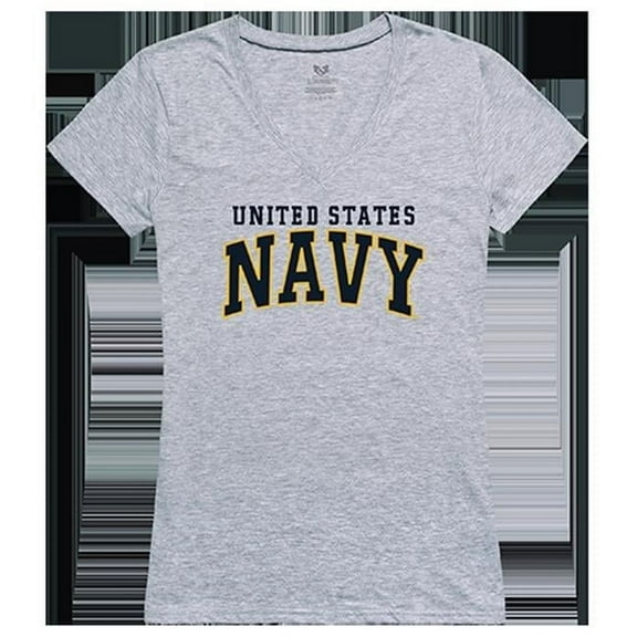 US Navy 3 Graphic V-Neck T-Shirt, Heather Gray - Small
