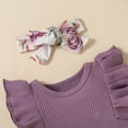 thumbnail image 2 of Dooleck Ribbed Baby Girl Clothes Ruffled Bodysuit Floral Shorts Pants Infant Outfit, 2 of 8