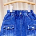 thumbnail image 4 of YHAJDS Girl Casual Skirts with Shorts Solid Color Denim Cargo Skort Active Summer Age 2-9, 4 of 5