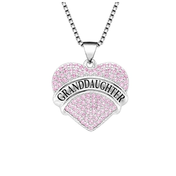 Granddaughter Necklace for Women by Ginger Lyne CZ Heart Pendant White Gold Plated