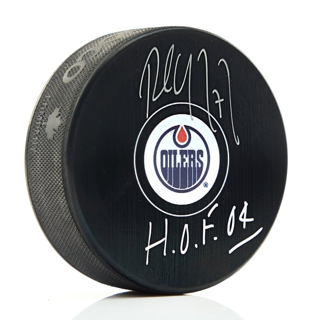 Paul Coffey Rondelle de Hockey des Oilers d'Edmonton Signifiée avec Note HOF